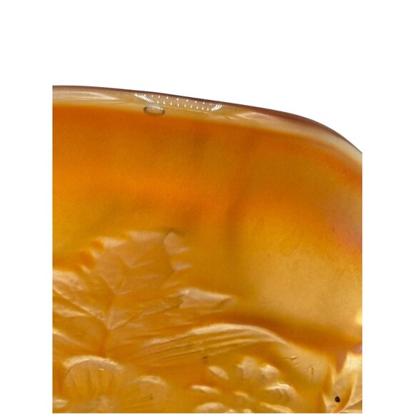 Vintage Fenton Marigold Carnival Glass Peacock and Urn Compote 5 1/2" - Picture 9 of 16